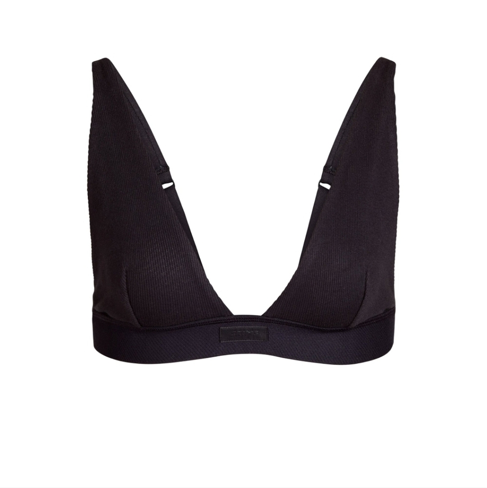 Skims Cotton Ribbed Plunge Bralette